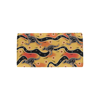 Kangaroos Aboriginal  Pattern Print Design 06 Women's Trifold Wallet
