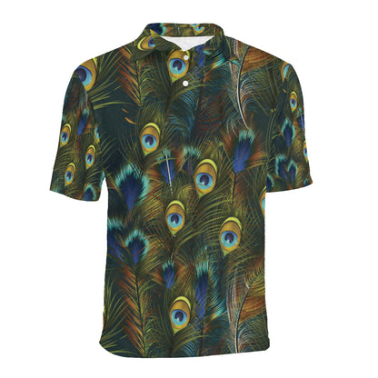 Peacock Feather Pattern Print Design A03 Men Polo Shirt