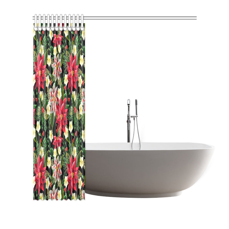 Poinsettia Pattern Print Design POT05 Shower Curtain