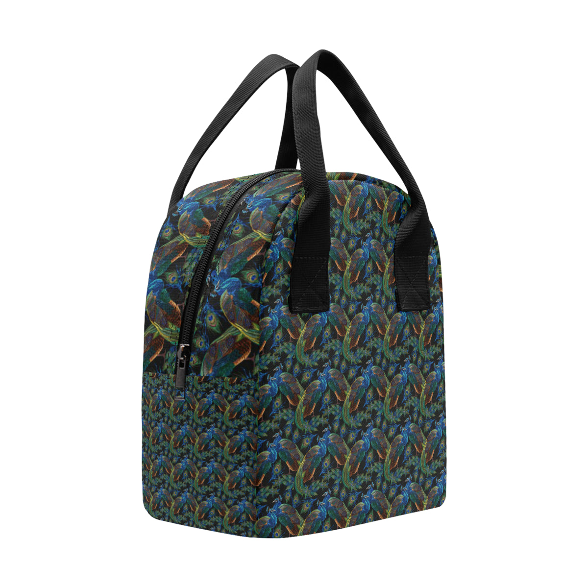 Peacock Themed Design Print Insulated Lunch Bag