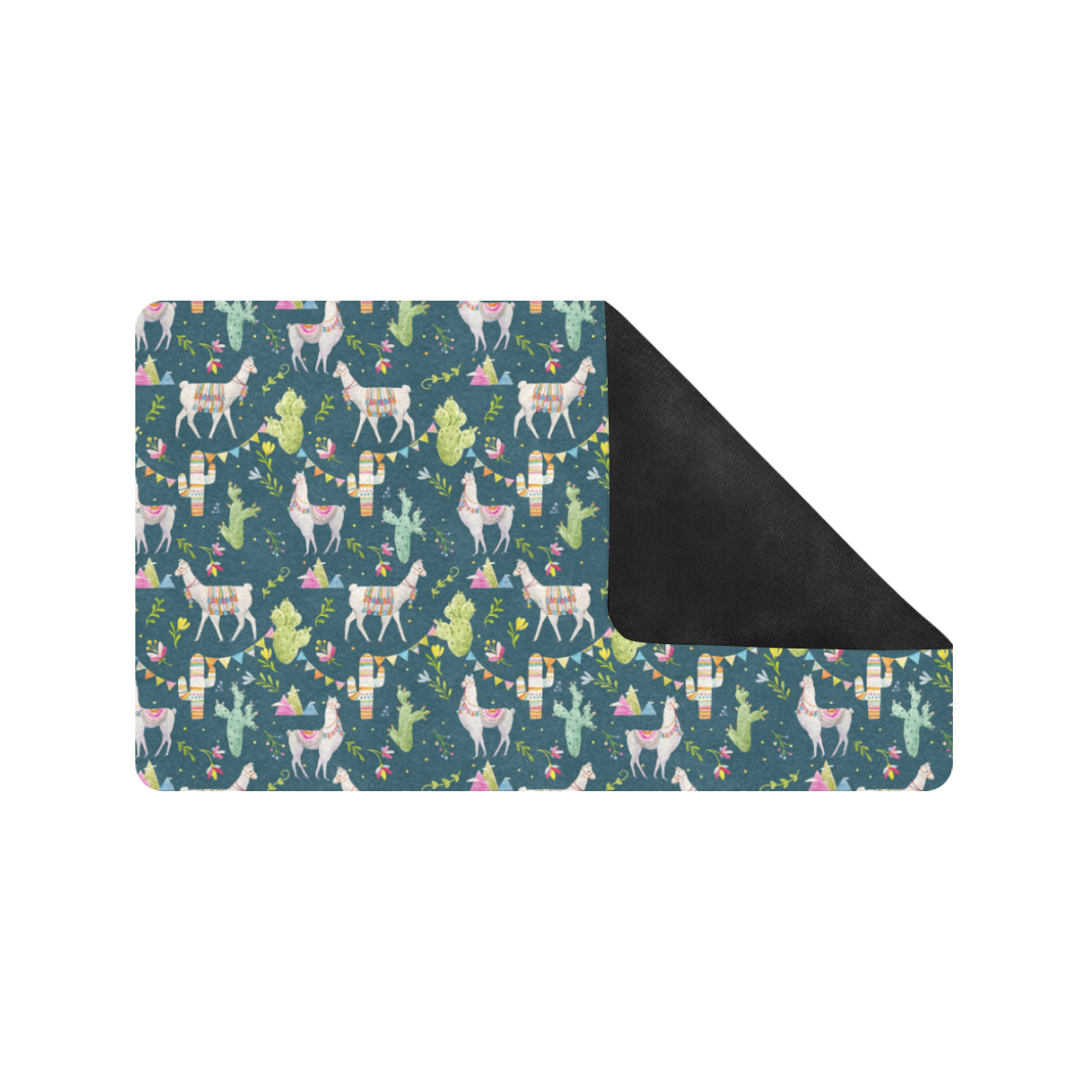 Llama with Cactus Design Print Rubber Doormat
