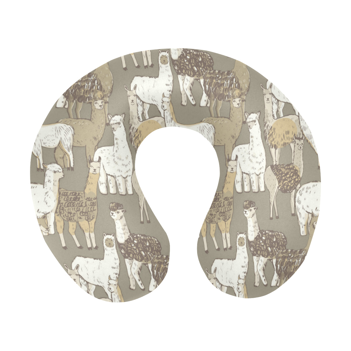 Alpaca Pattern Print Design 01 U-Shaped Travel Neck Pillow