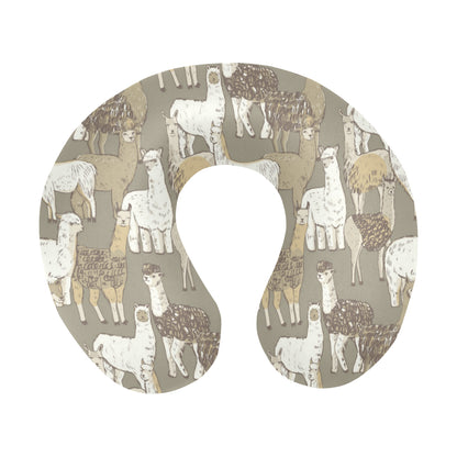 Alpaca Pattern Print Design 01 U-Shaped Travel Neck Pillow