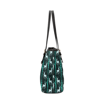 Deer Jungle Print Pattern Leather Tote Bag