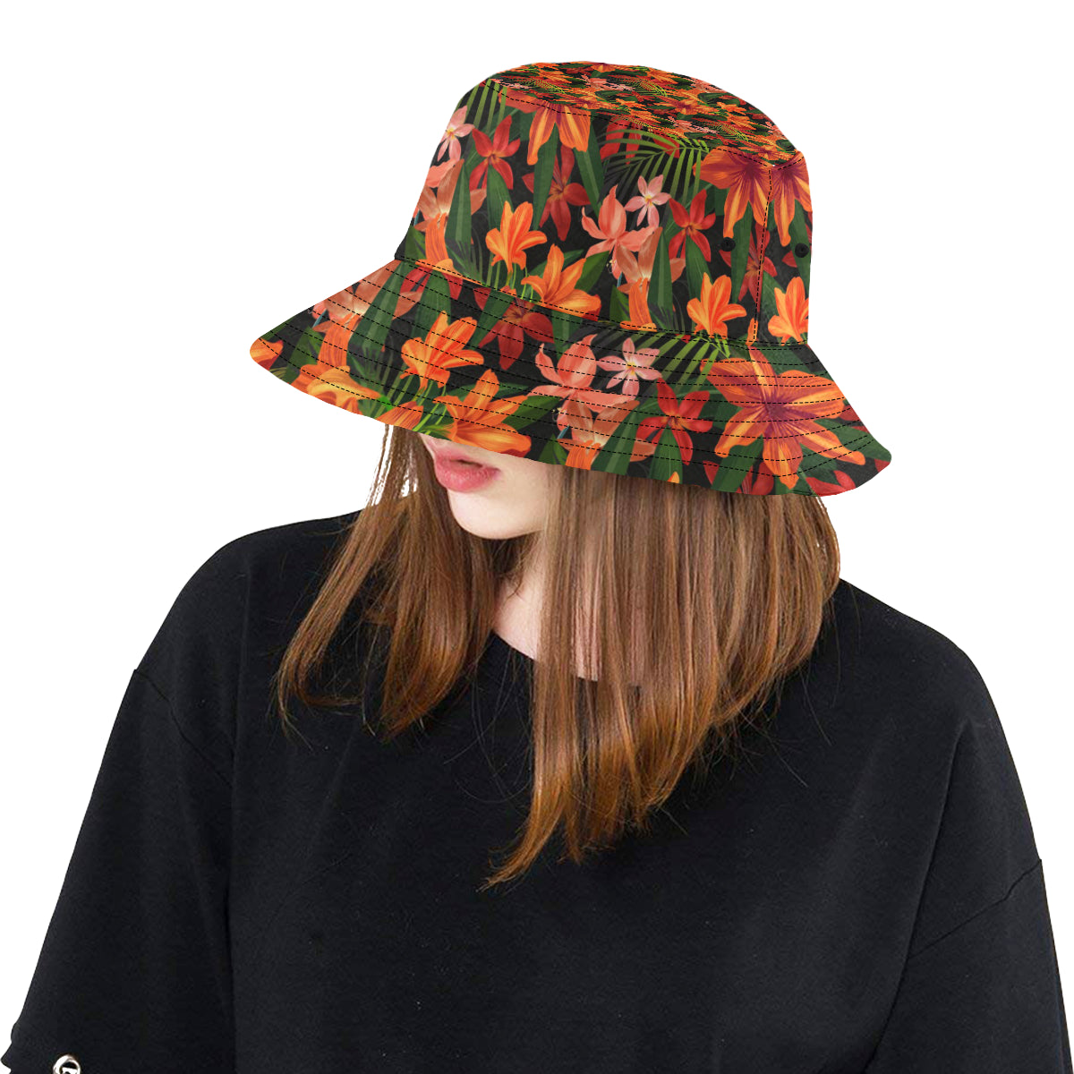 Amaryllis Pattern Print Design AL05 Unisex Bucket Hat