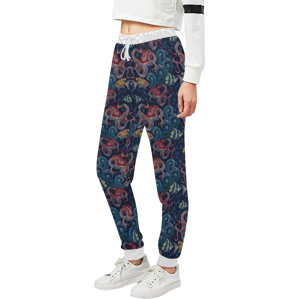 Octopus Deep Sea Print Themed Unisex Sweatpants