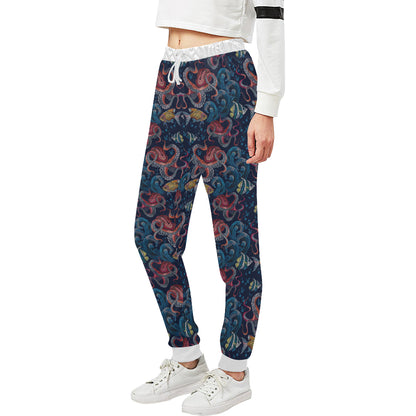 Octopus Deep Sea Print Themed Unisex Sweatpants