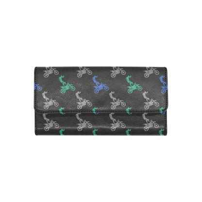 Motocross Pattern Print Design 02 Women's Trifold Wallet