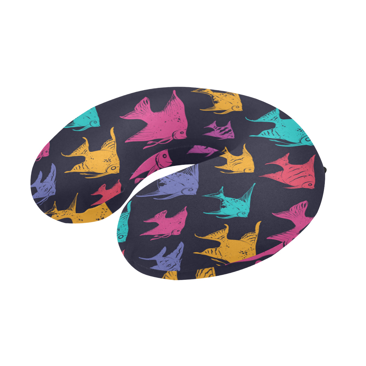 Angelfish Colorful Pattern Print Design 03 U-Shaped Travel Neck Pillow