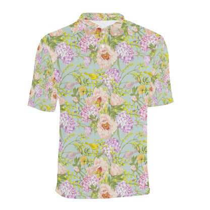 Hydrangea Pattern Print Design HD02 Men Polo Shirt