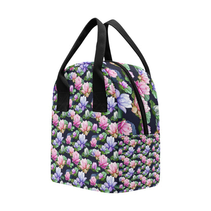 Lotus Flower Print Design Insulated Lunch Bag
