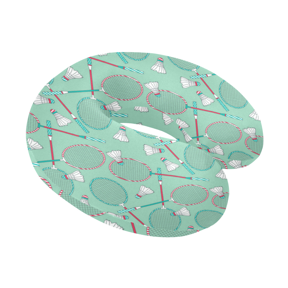 Badminton Pattern Print Design 05 U-Shaped Travel Neck Pillow