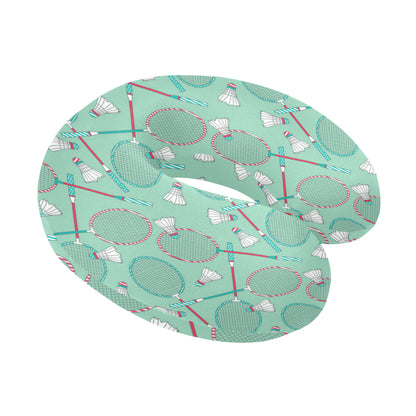 Badminton Pattern Print Design 05 U-Shaped Travel Neck Pillow