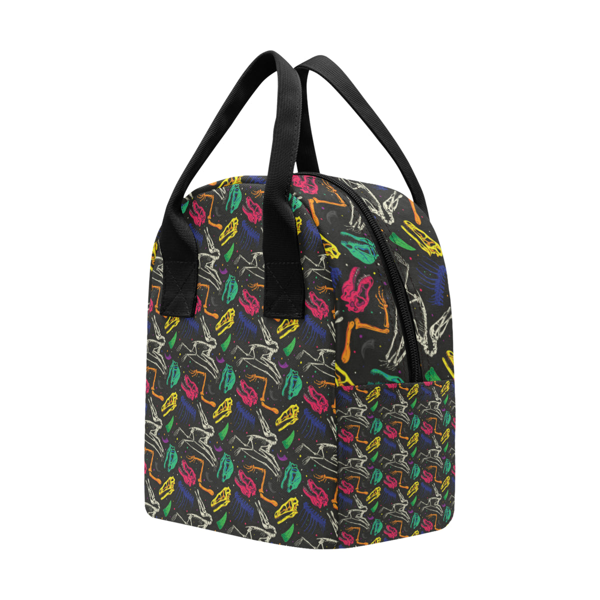 Dinosaur Skull Color Print Pattern Insulated Lunch Bag