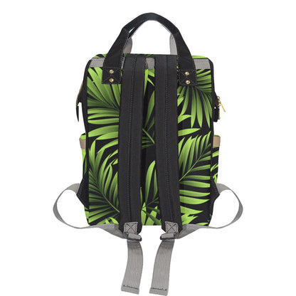 Green Neon Tropical Palm Leaves Diaper Bag Backpack