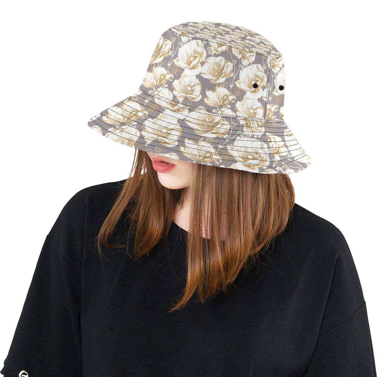 Anemone Pattern Print Design AM05 Unisex Bucket Hat