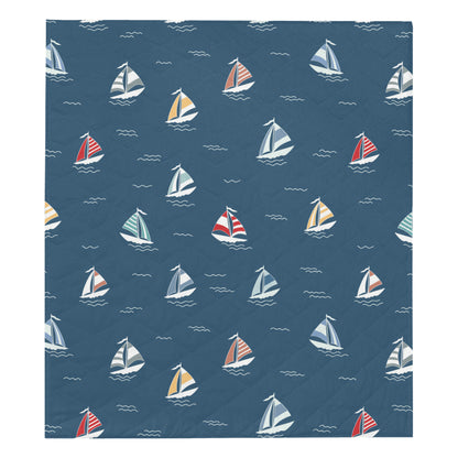 Sailing Ships Pattern Print Design A02 Premium Quilt