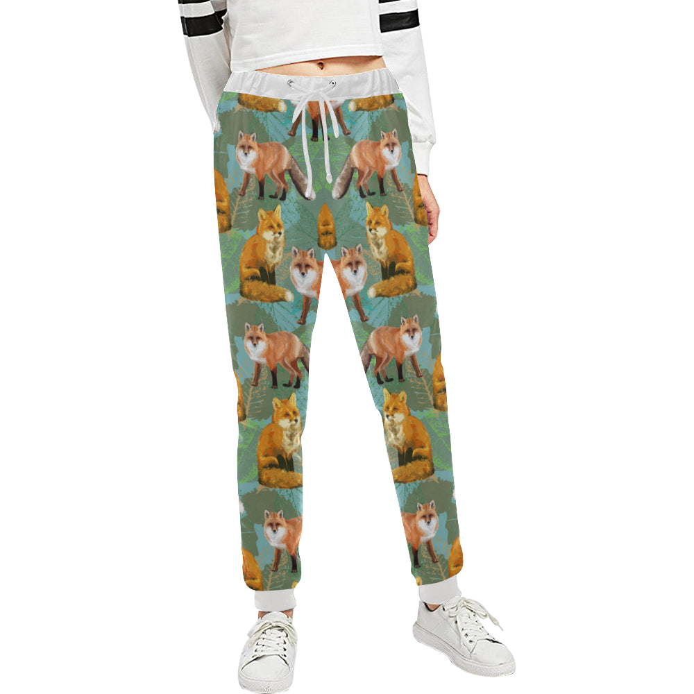 Fox Autumn leaves Themed Unisex Sweatpants