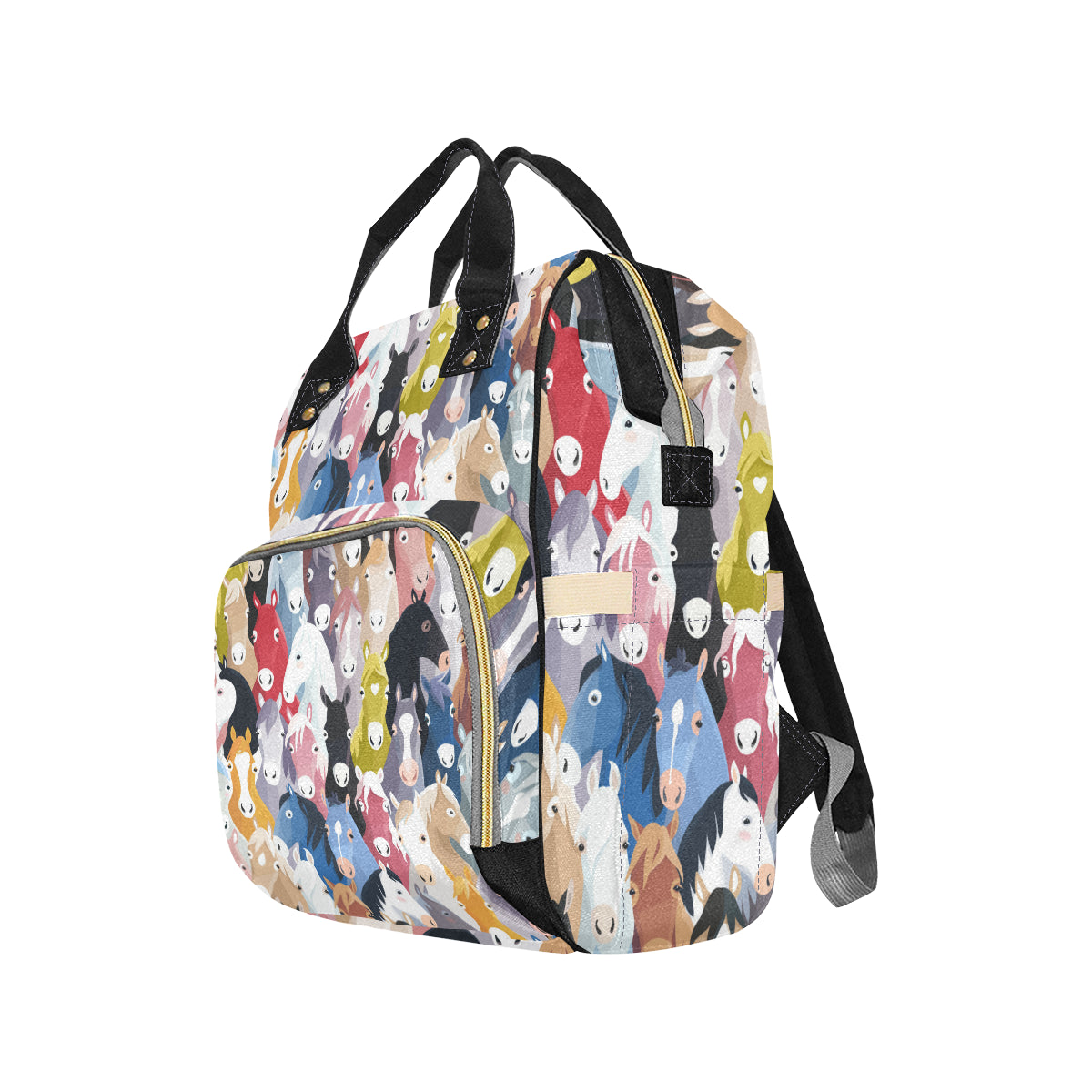 Colorful Horse Pattern Diaper Bag Backpack