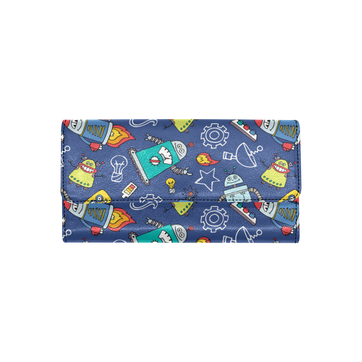 Robot Pattern Print Design A03 Women's Trifold Wallet