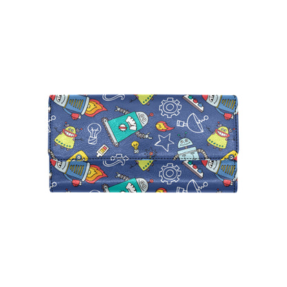 Robot Pattern Print Design A03 Women's Trifold Wallet