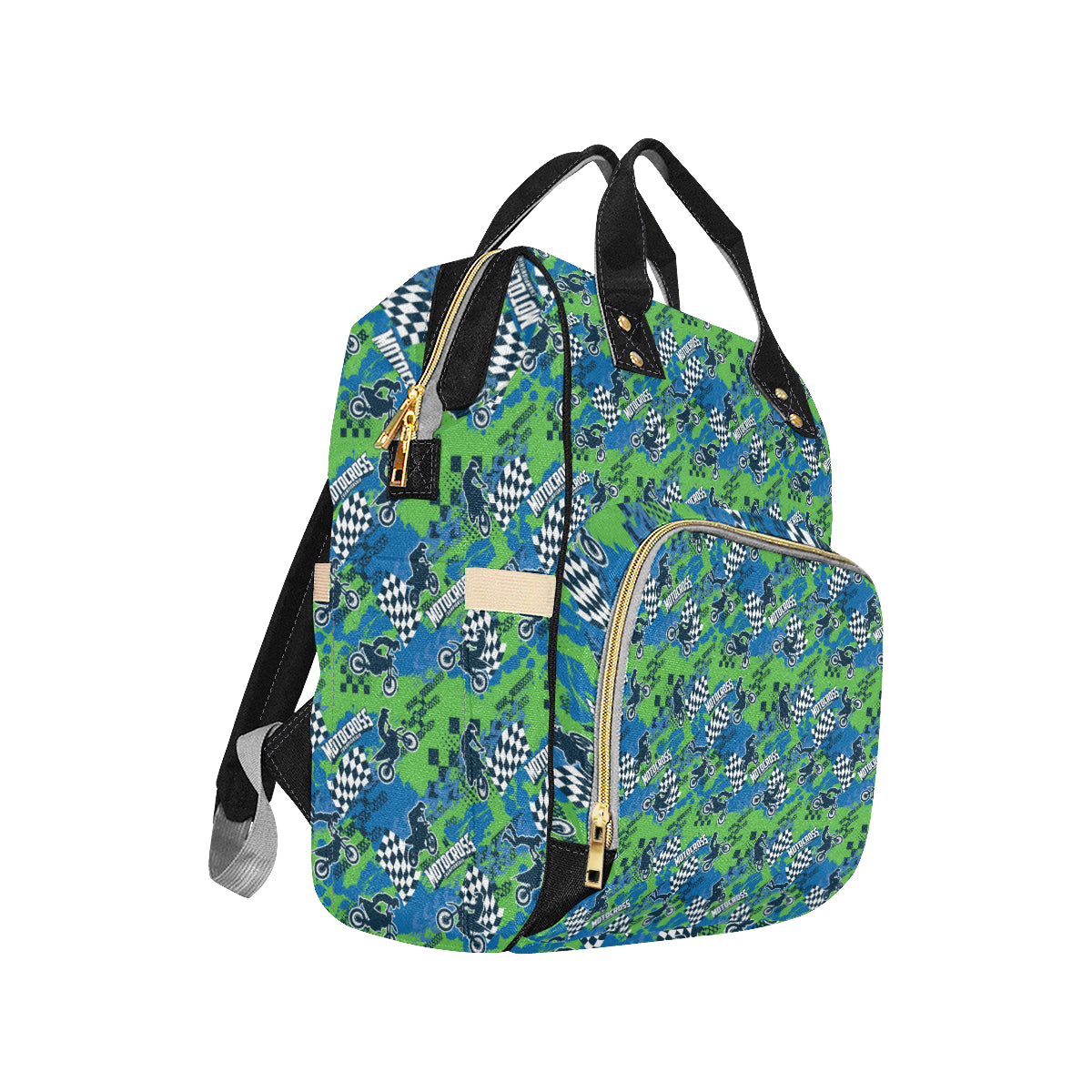 Motocross Pattern Print Design 04 Diaper Bag Backpack