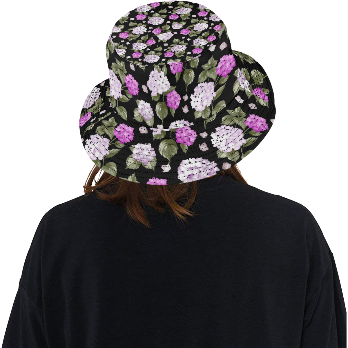 Hydrangea Pattern Print Design HD011 Unisex Bucket Hat
