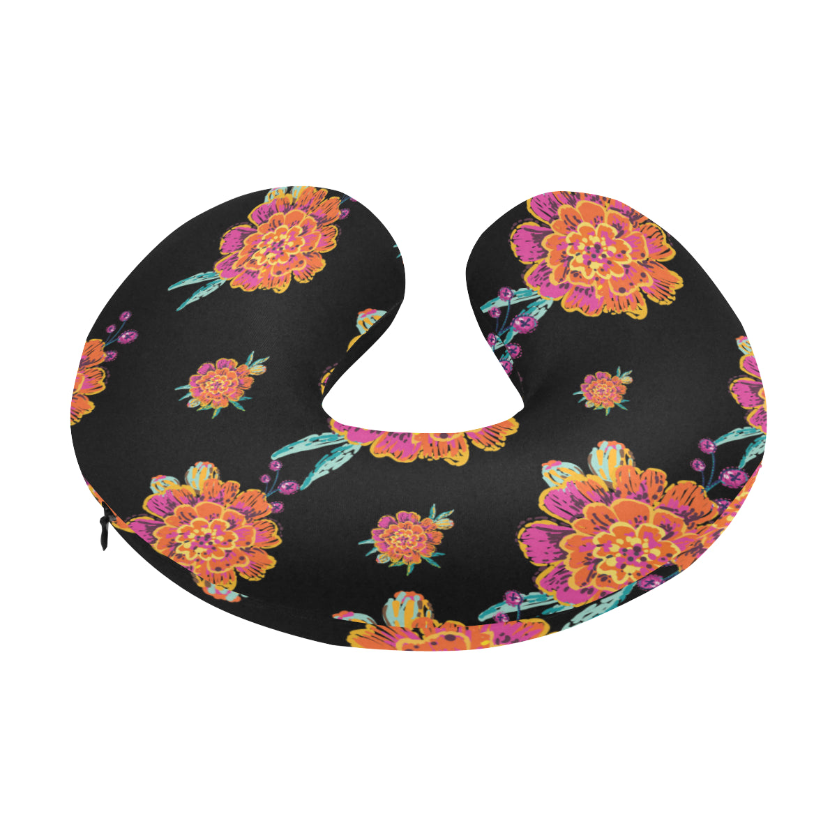 Marigold Pattern Print Design 01 U-Shaped Travel Neck Pillow