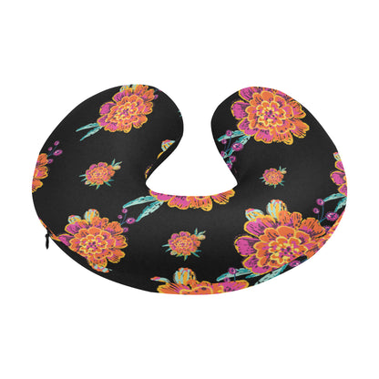 Marigold Pattern Print Design 01 U-Shaped Travel Neck Pillow