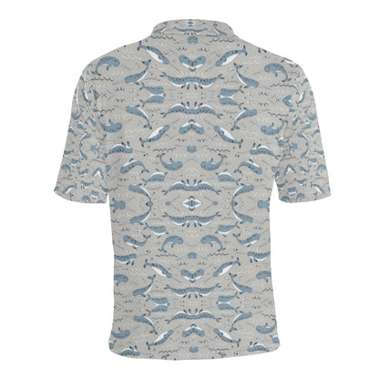 Narwhal Pattern Print Men Polo Shirt