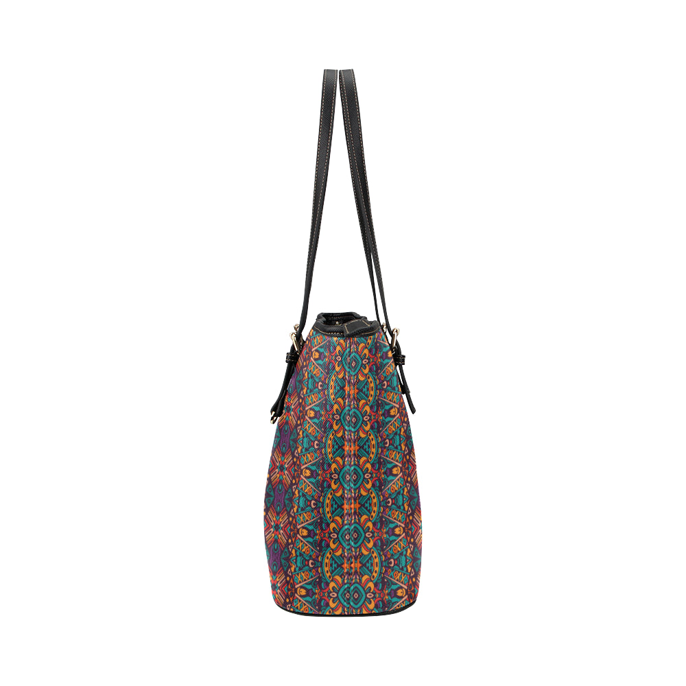 Ethnic Style Print Pattern Leather Tote Bag