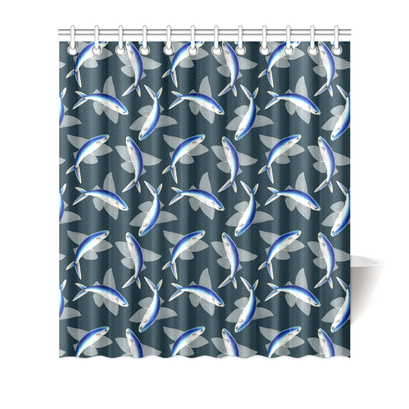 Flying Fish Pattern Print Design 04 Shower Curtain