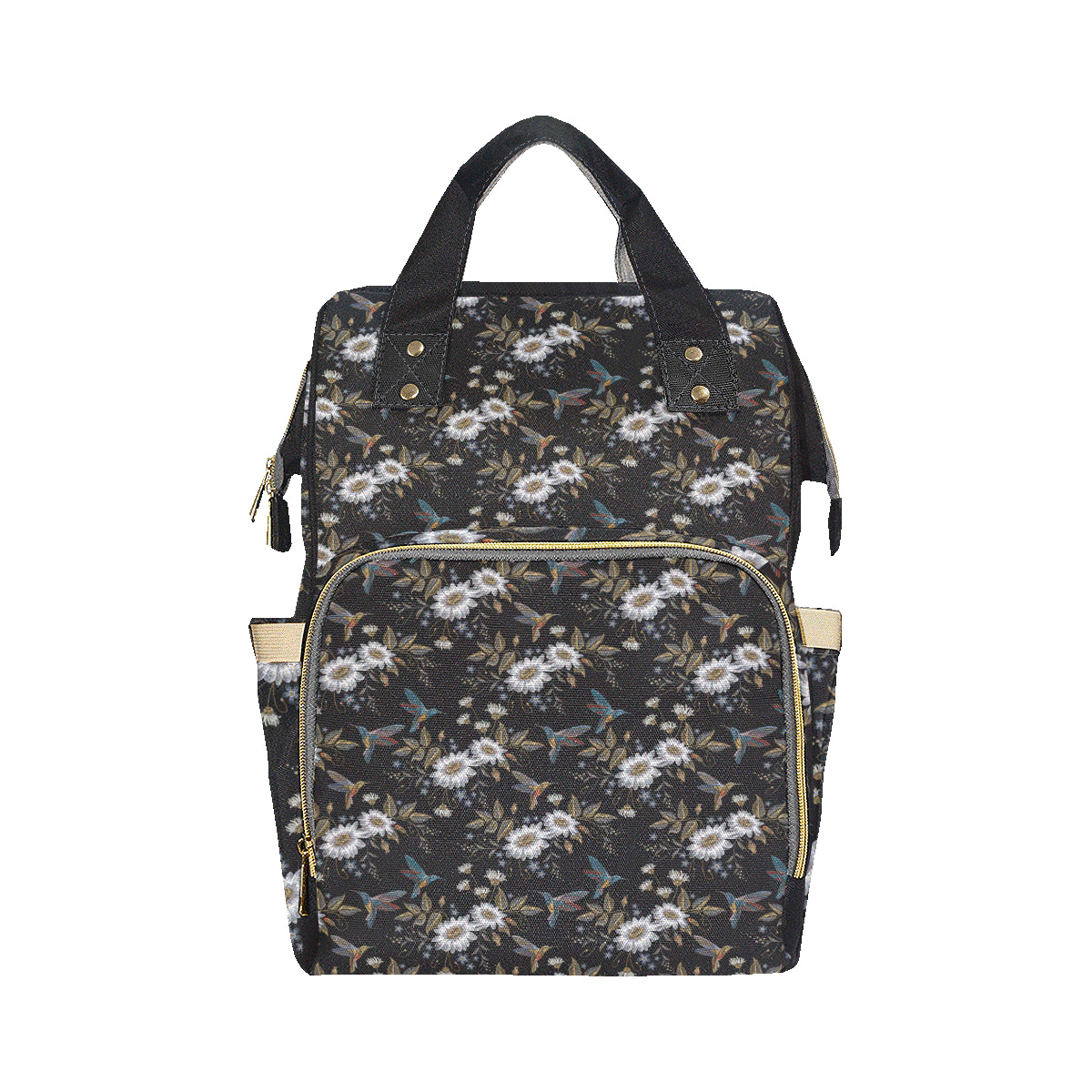 Hummingbird with Embroidery Themed Print Diaper Bag Backpack