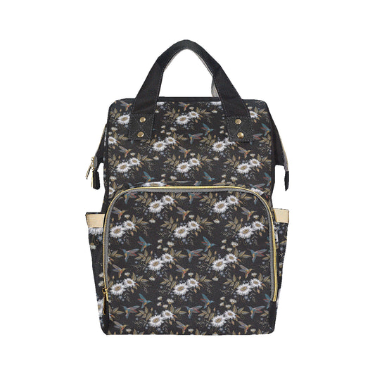 Hummingbird with Embroidery Themed Print Diaper Bag Backpack