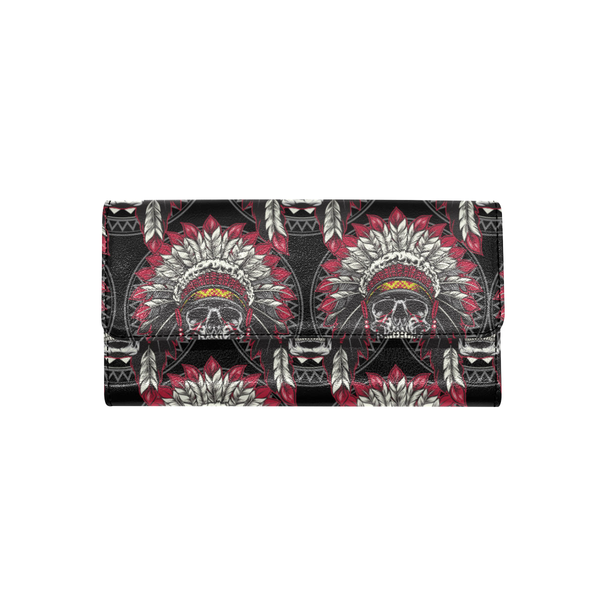 Native Indian Skull Women's Trifold Wallet
