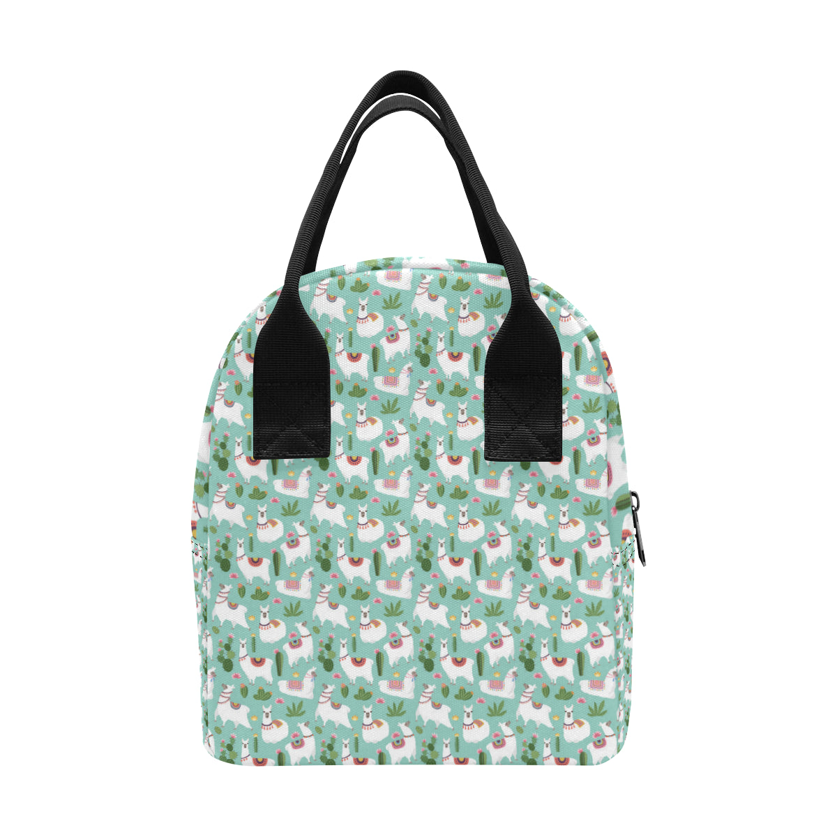 Llama with Cactus Themed Print Insulated Lunch Bag