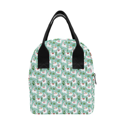 Llama with Cactus Themed Print Insulated Lunch Bag