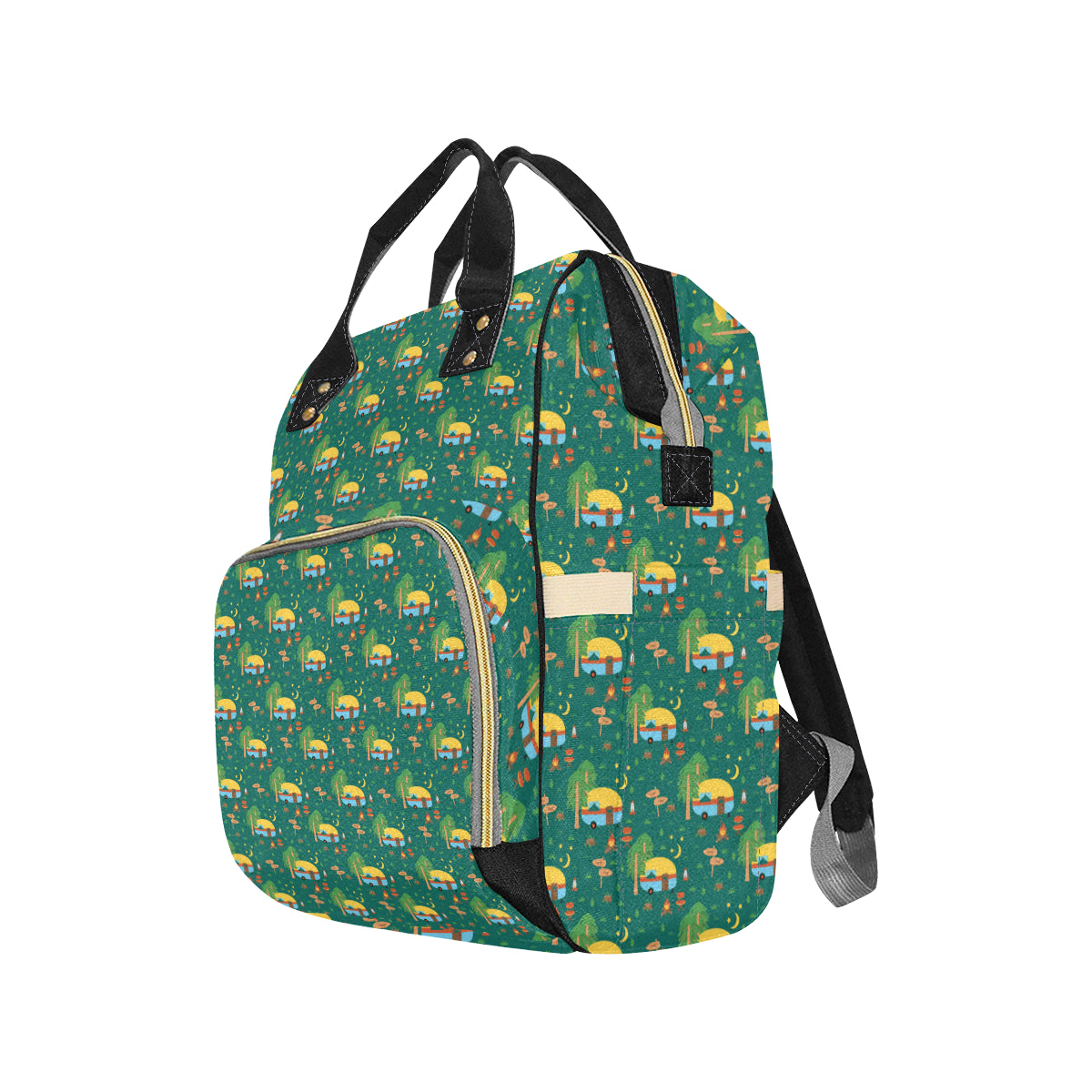 Camping Camper Pattern Print Design 06 Diaper Bag Backpack