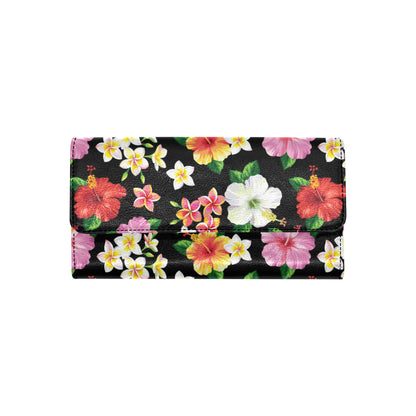 Hibiscus Pattern Print Design HB025 Women's Trifold Wallet