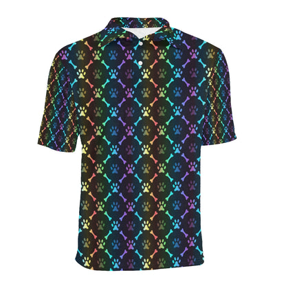 Paw Rainbow Print Men Polo Shirt