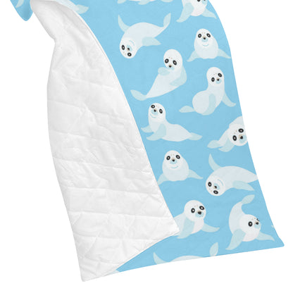 Sea Lion Cute Pattern Print Design 03 Premium Quilt