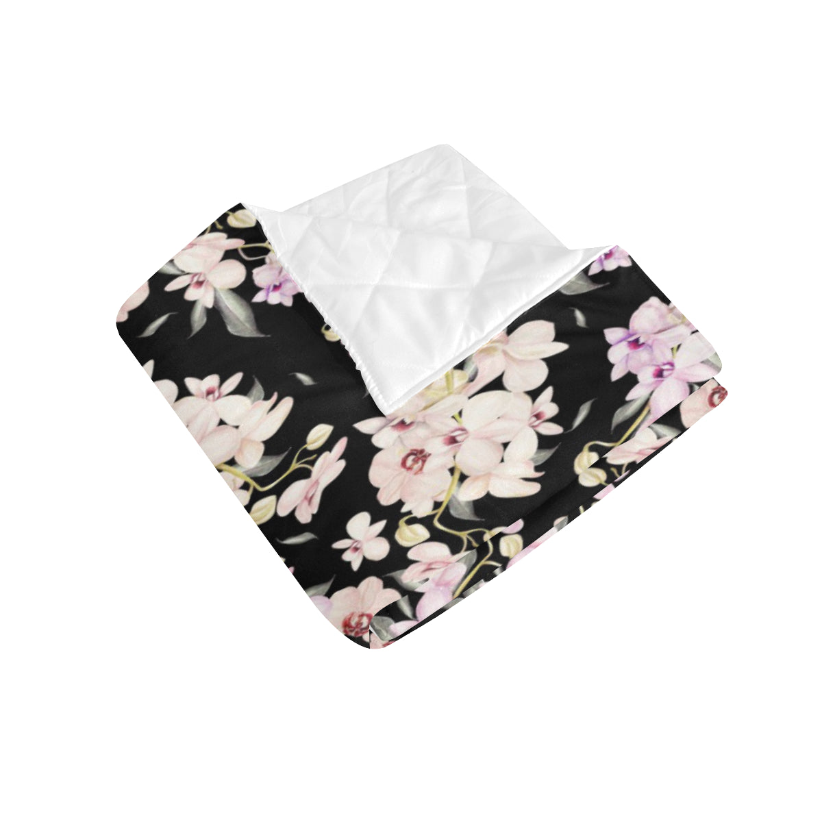 Orchid White Pattern Print Design OR03 Premium Quilt