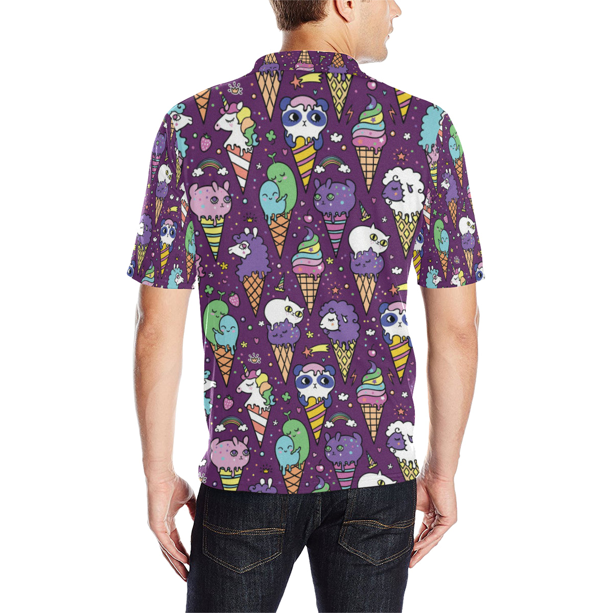 Ice Cream Pattern Print Design IC07 Men Polo Shirt