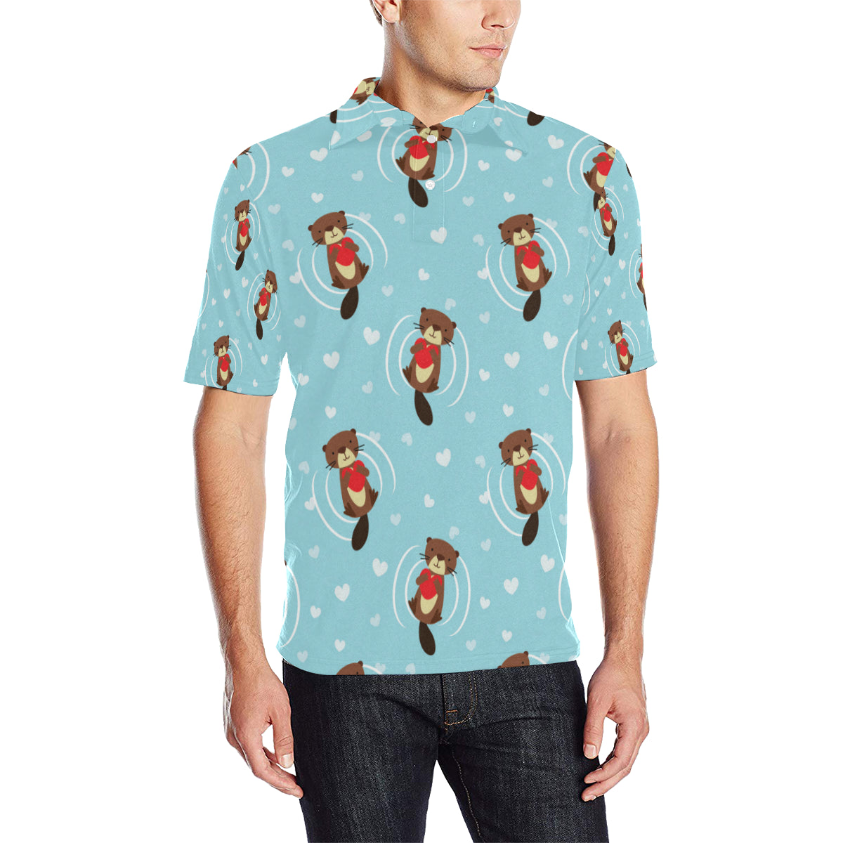 Sea Otter Cute Pattern Print Design 04 Men Polo Shirt