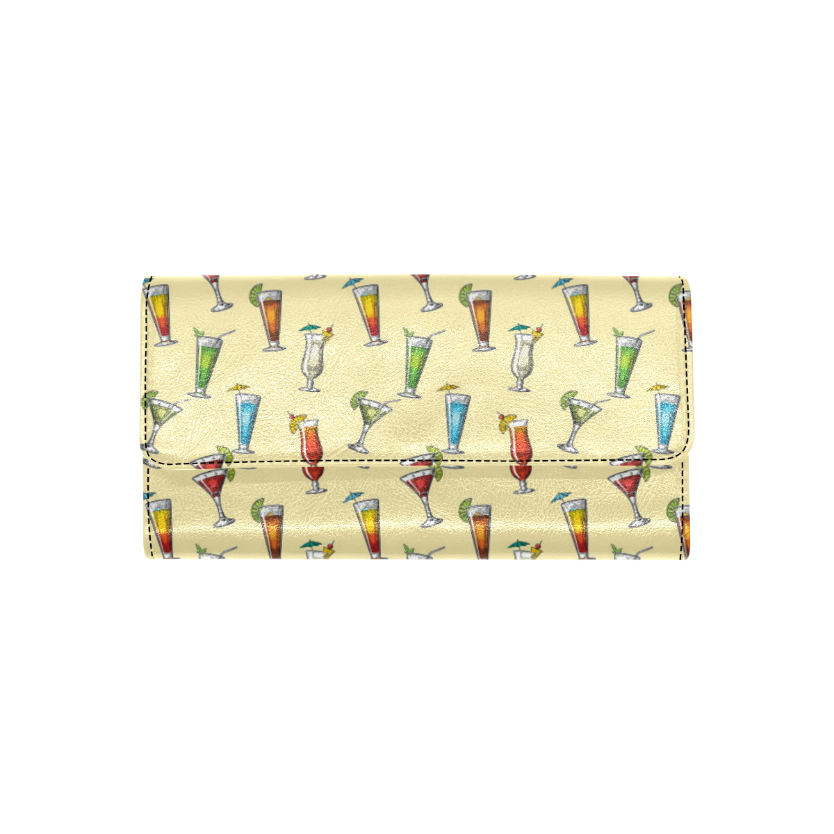 Cocktail Pattern Print Design 02 Women's Trifold Wallet