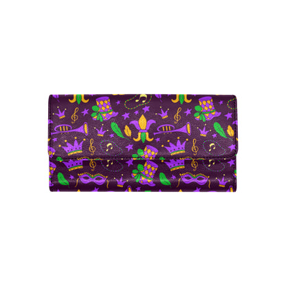 Mardi Gras Pattern Print Design 08 Women's Trifold Wallet