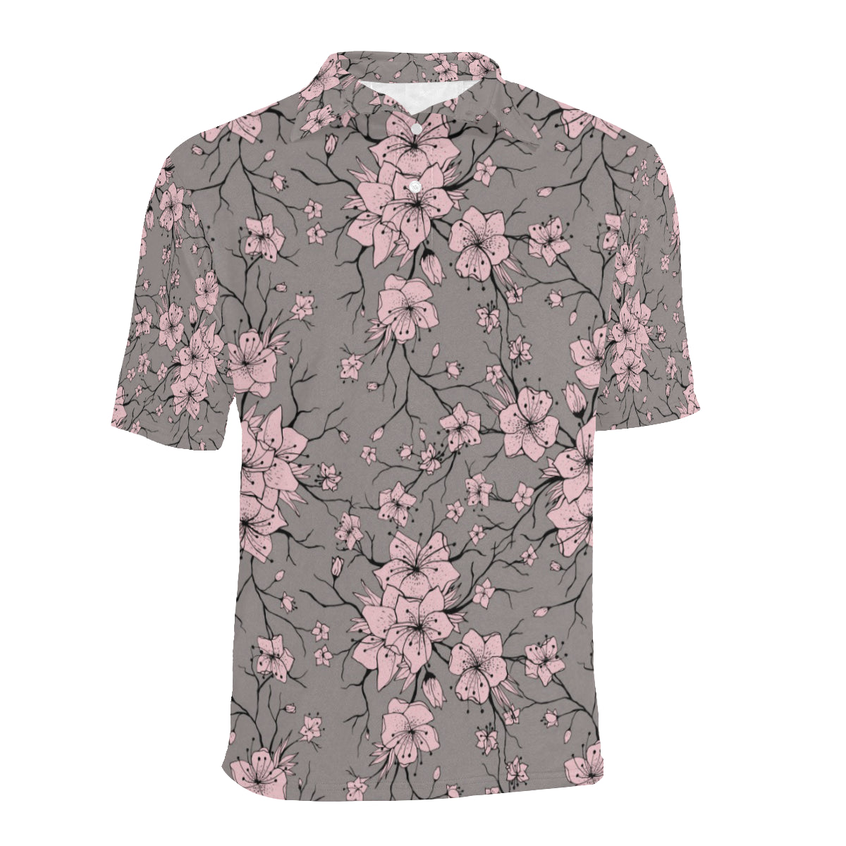 Cherry Blossom Pattern Print Design CB05 Men Polo Shirt