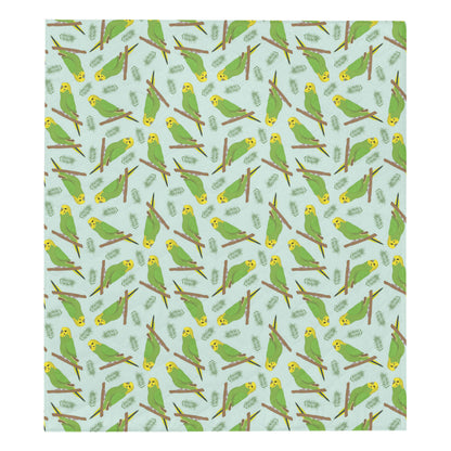 Budgerigar Pattern Print Design 04 Premium Quilt