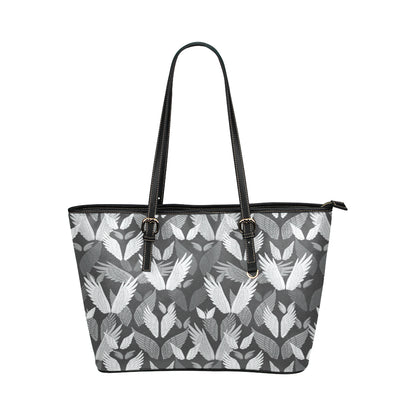 Angel Wings Pattern Design Themed Print Leather Tote Bag