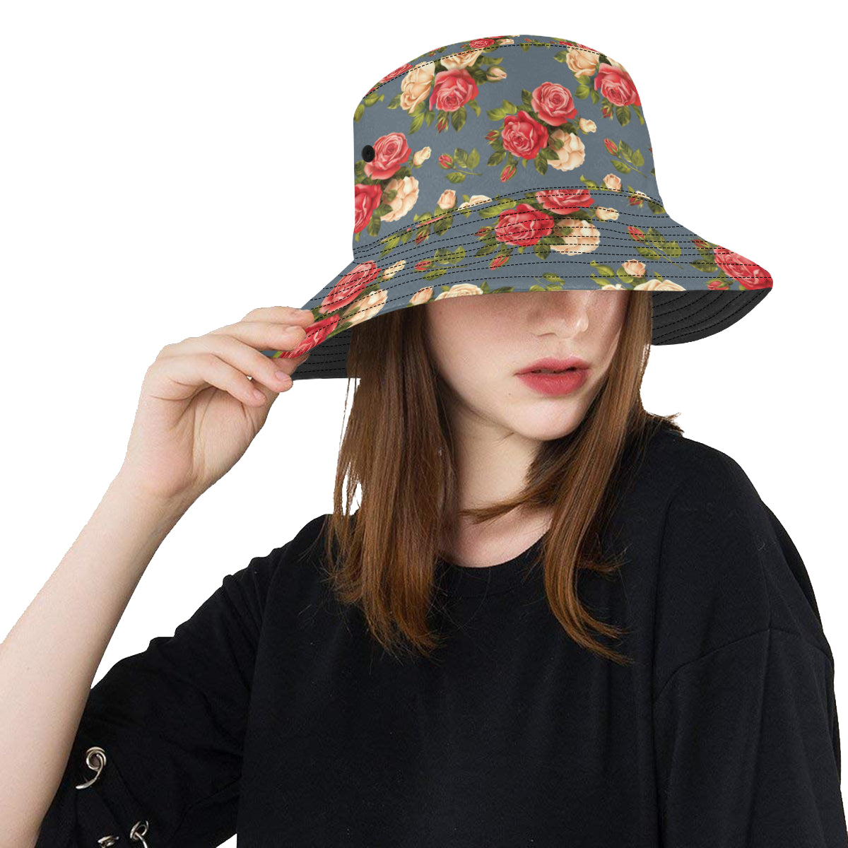 Rose Pattern Print Design RO017 Unisex Bucket Hat